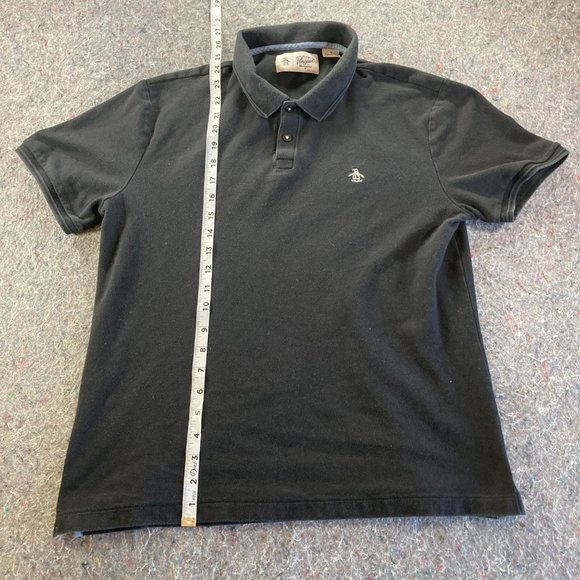 Original Penguin Polo Shirt Mens Adult Medium Black Collar Buttons - Picture 6 of 9